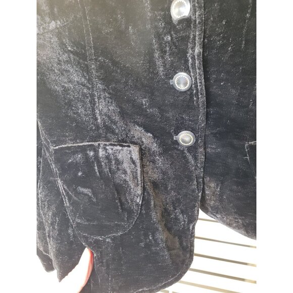 New VTG Y2K Womens Black Velvet Blazer Jacket 10 Versailles Whimsygoth coquette - Picture 6 of 6